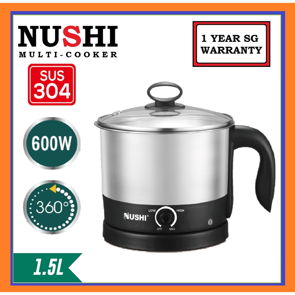 NUSHI 1.5 L MINI 304 STAINLESS STEEL MULTI COOKER WITH STEAMER / 600