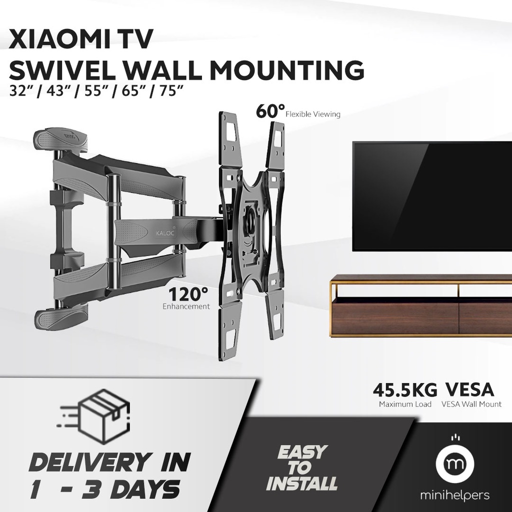 Swivel Wall Mount / TV Bracket / TV Mount Installation for Smart Television Shopee Singapore