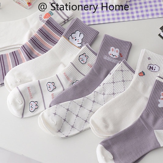 Cute Purple Rabbit Ankle Socks Women Ankle Socks Japanese Fashion