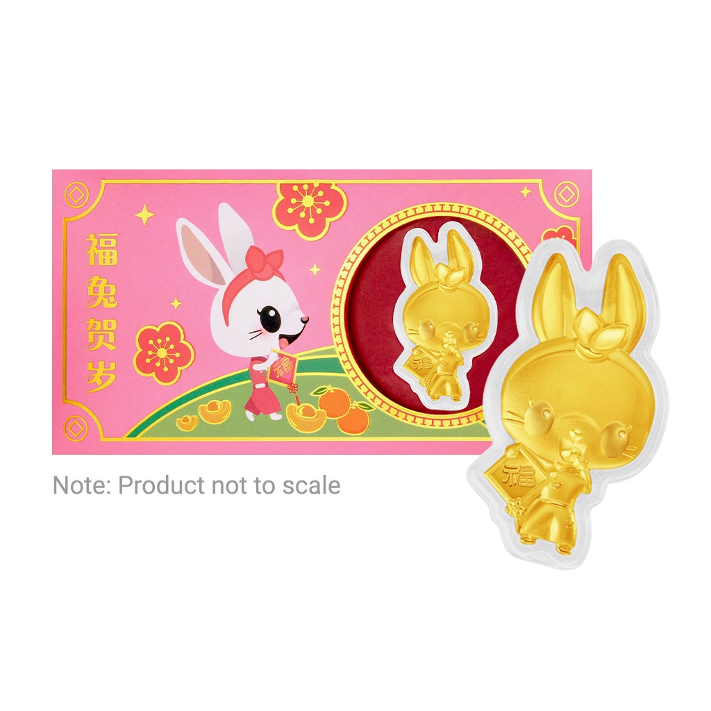 Mediacorp Citigems 999 Pure Gold  哈皮兔 Happy Bunny Golden Treasure |  Shopee Singapore
