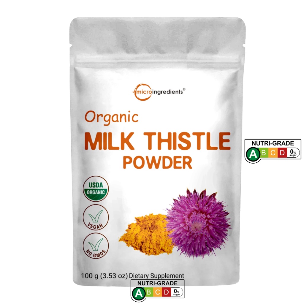MICRO INGREDIENTS Organic Milk Thistle Powder Vegan NONGMO, 100g