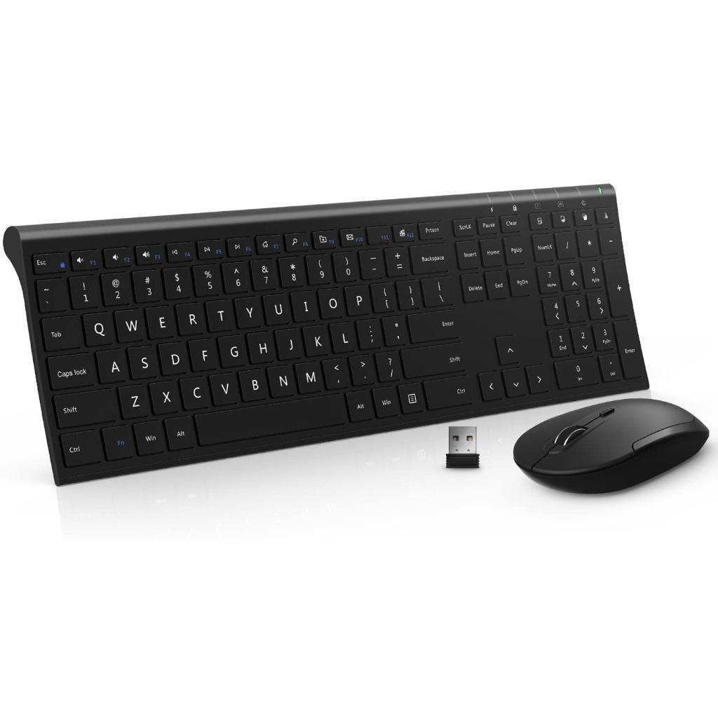 Wireless Keyboard Mouse, Jelly Comb 2.4GHz Ultra Slim Full Size