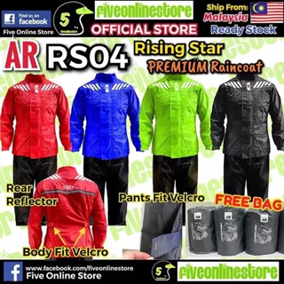 AR RRS04 Premium Quality Raincoat 2 Layer Pocket M - XXXL Free Bag Baju Hujan Rain Coat Motorcycle