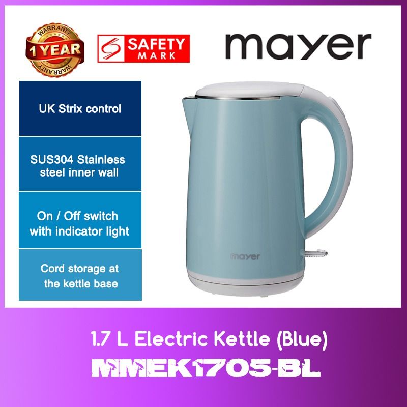 Mayer MMEK1705BL 1.7L Electric Jug Kettle (Blue) WITH 1 YEAR WARRANTY