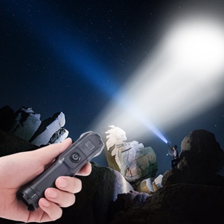 Portable Zoomable Strong Light Focus LED Bright ABS Flashlight USB Rechargeable Outdoor Highlight Tactical Flashlight Multi-function Telescopic Focus Torch #3
