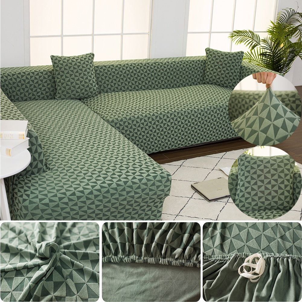 [PH STOCK & COD] Thick L Shape Sofa Cover Stretchable Jacquard Craft Regular 1/2/3/4-seater
