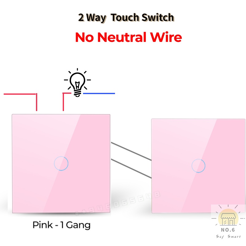 1 Gang 2 Way Stair Switch EU Master Slave Light Touch Switch White Grey