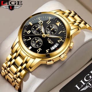 LIGE Men Watch Stainless Steel Waterproof Fashion Chronograph Analog Quartz Wristwatch #0