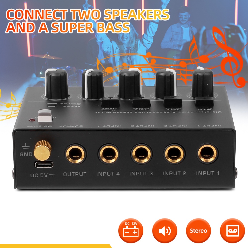 Mini Stereo Mixer MAX400 Ultralow Noise 4 Channels Mixers Mixing