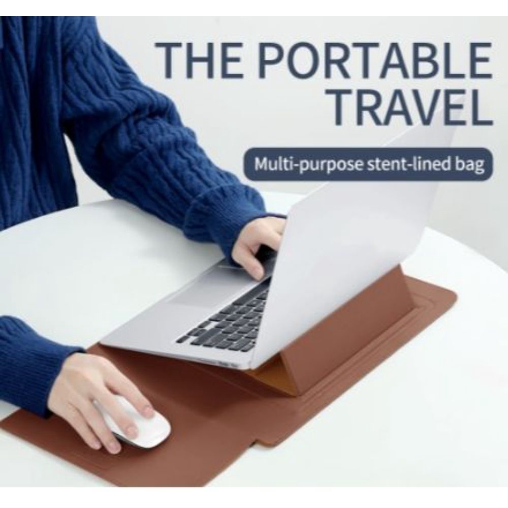 Laptop Stand Bag Pouch Leather Sleeve Waterproof Cover With Holder Function Laptop Sleeve And