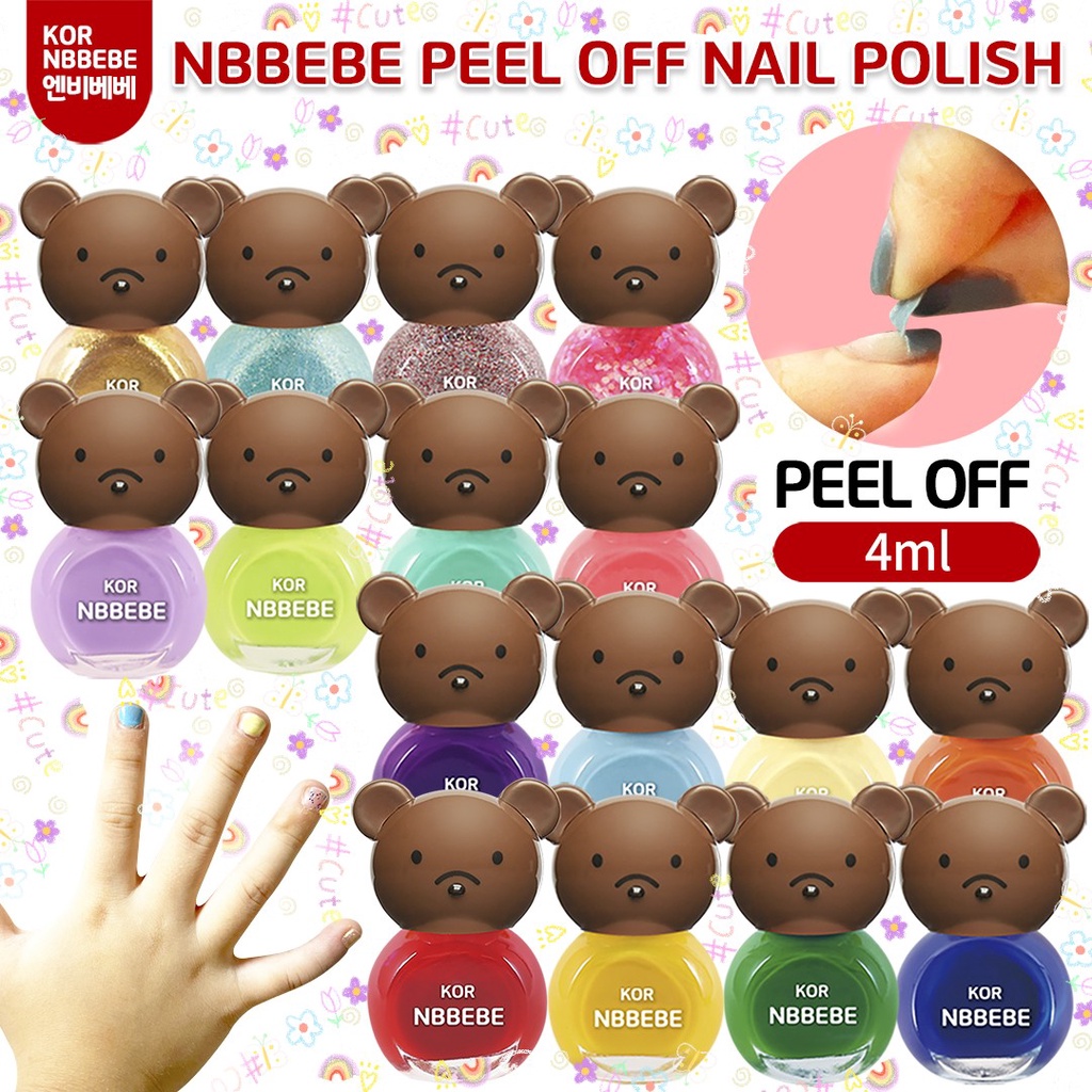 Korea Manicure Waterbased Peeloff Kids Nail Polish, NonToxic Kids