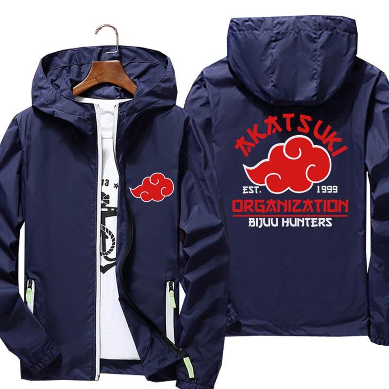 Anime Akatsuki Thin Reflective Sunscreen Windbreaker Skin Coat Zipper Men Hooded Jacket Cycling Camping Pilot Oversized 7XL