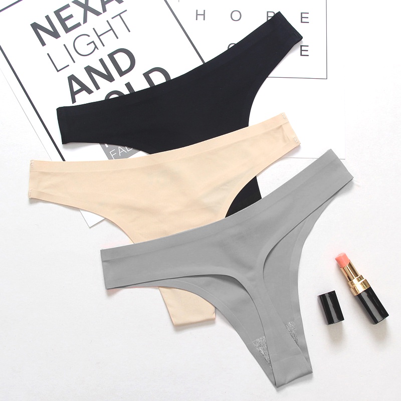 Catwalk Ice Silk Seamless Thong G-Strings Women Panties Low-Rise Briefs Summer Sexy T-Back Panty