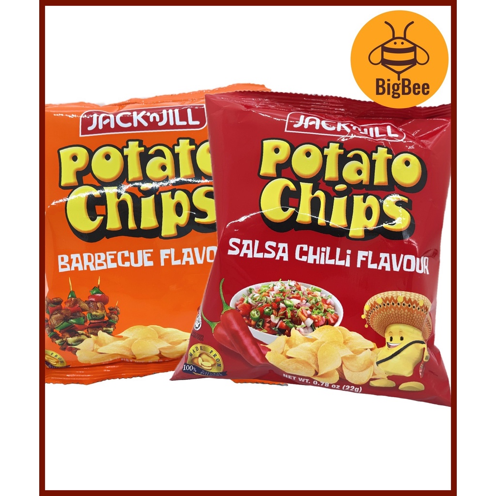Jack n Jill Potato Chips 22g x 5pkt BBQ / Salsa Chilli Flavour Jack