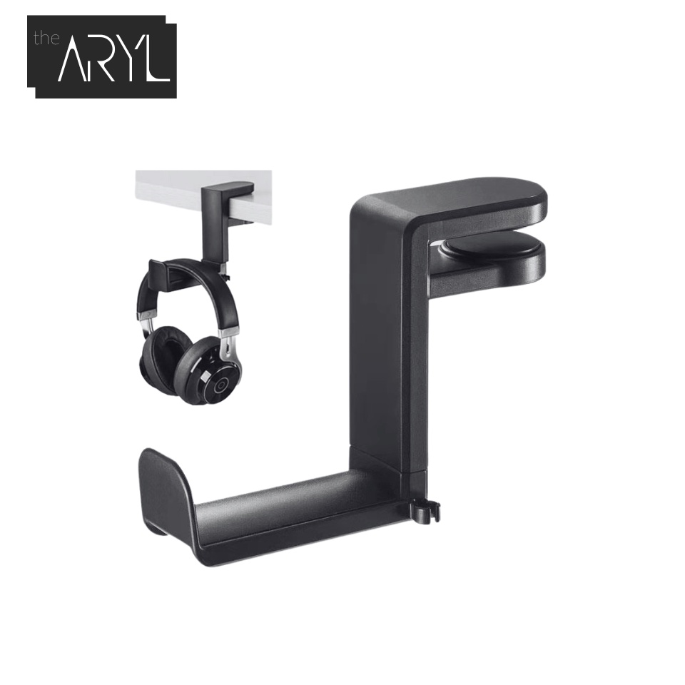 [Shop Malaysia] the aryl™ headphone stand, headset hanger - adjustable 360° rotating gaming earphones holder hook mount clamp under desk