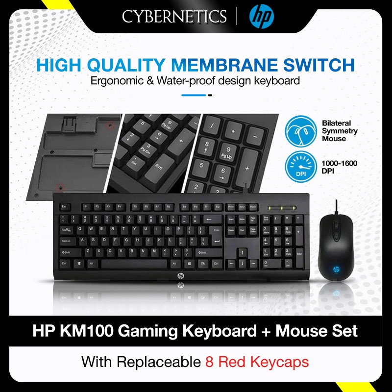 HP KM100 Wired Entry Level Keyboard & Mouse (Black) Shopee Singapore