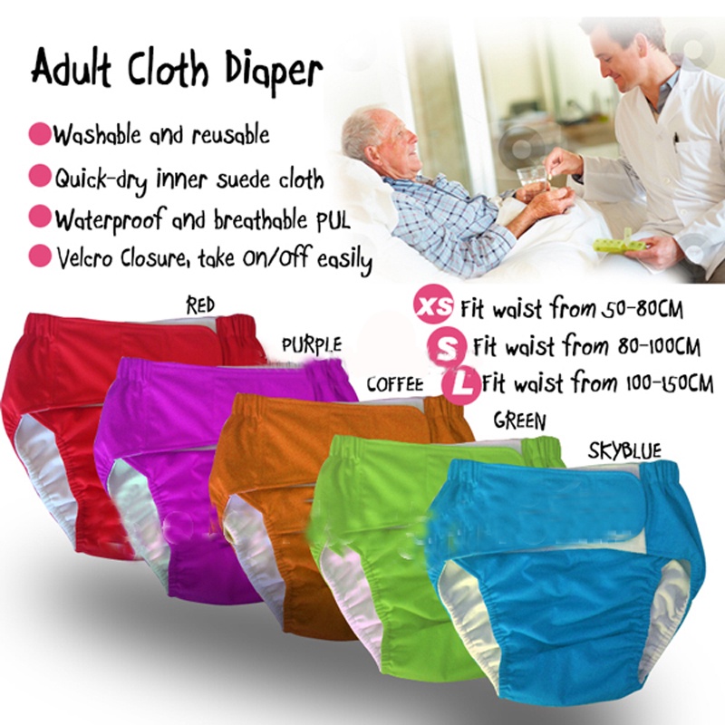 Reusable Adult Diaper for Old People and Disabled Super Large size Adjustable TPU Coat Waterproof Incontinence Pants