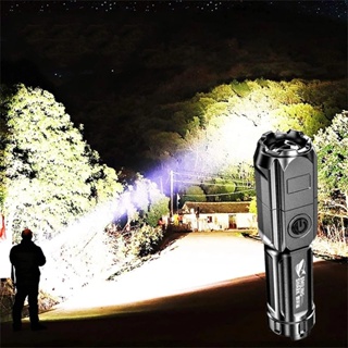 Portable Zoomable Strong Light Focus LED Bright ABS Flashlight USB Rechargeable Outdoor Highlight Tactical Flashlight Multi-function Telescopic Focus Torch #7