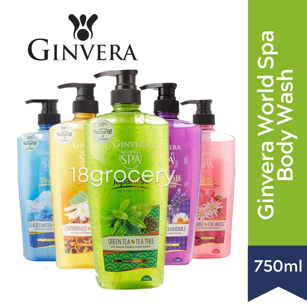 Ginvera World Spa Shower Scrub Body Wash, 750ml Natural Exfoliator