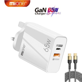 Mione 65W GaN Charger Type C Adapter PD Charger USB C Quick Charger QC3.0 Fast Charger 60W 30W Adapter Type C To Type C Cable UK Plug For Android Phone