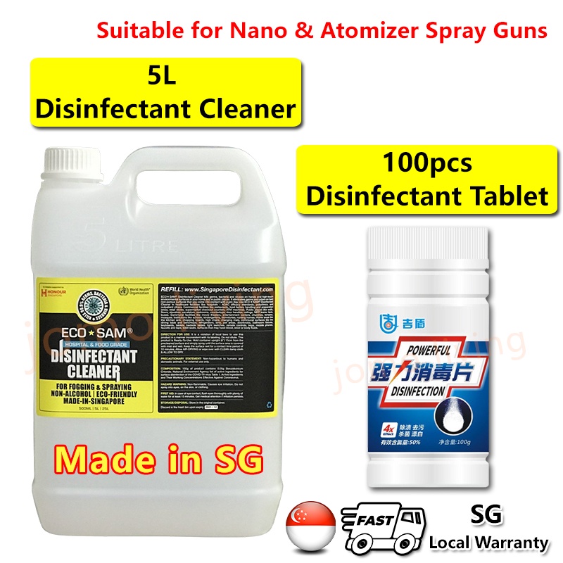 Disinfection Tablet Chlorine Dioxide Tablet 100pcs Virus Bacterial ECOSAM Disinfectant Liquid 5L