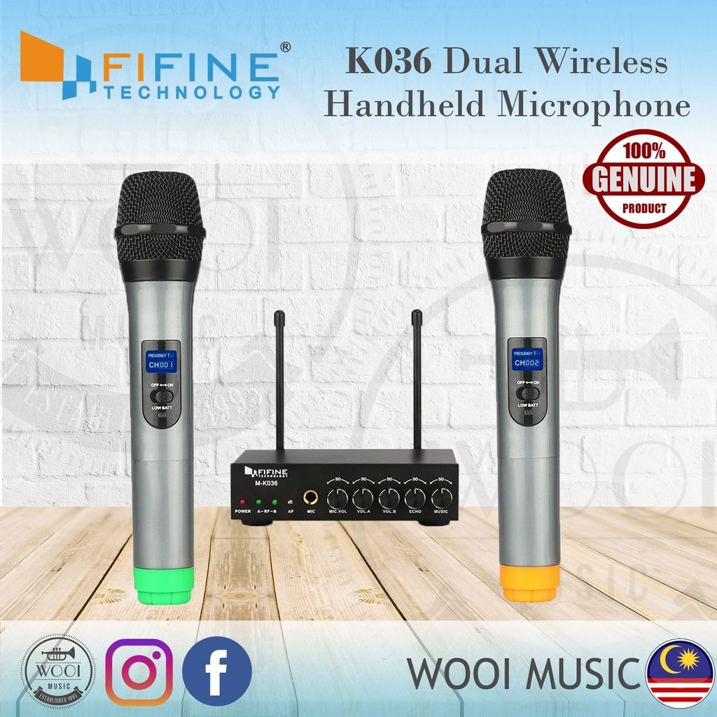 Fifine K036 Dual Wireless Microphones System For Gig, Home Karaoke With
