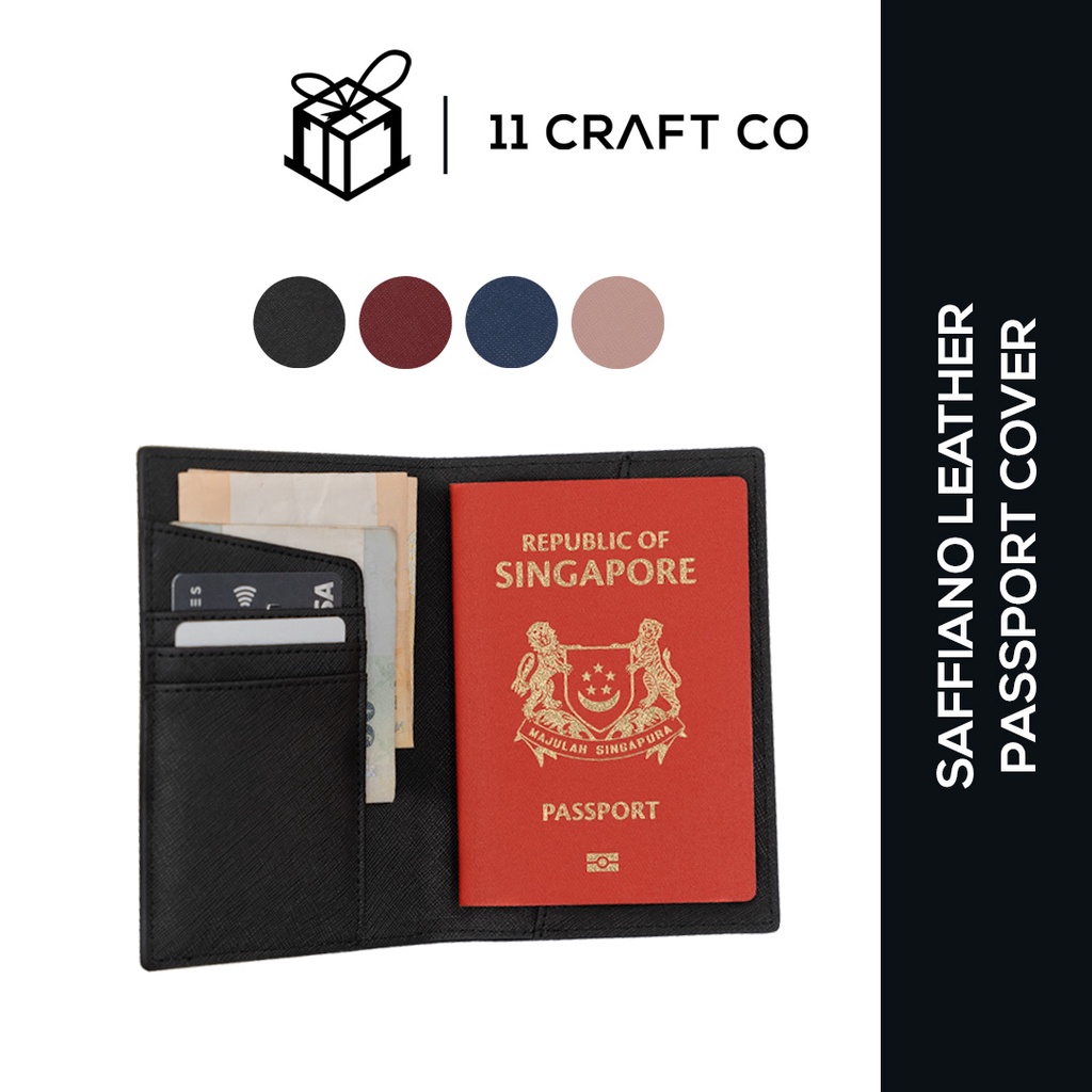 Genuine Saffiano Leather Passport Holder & Travel Wallet [Christmas Gift / Present]