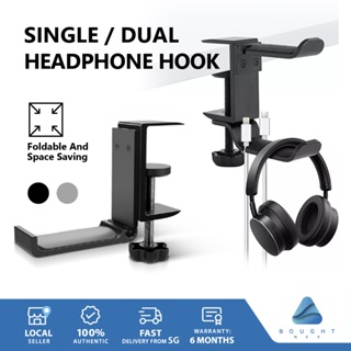 Headphone Hook Premium Aluminum Scratch-Free ScrewPadding AirPods Gaming Headset Mount Desktop Holder Silver Black