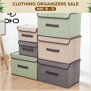 Imitation Linen Non-Woven Foldable Clothing Debris Storage Box with Lid