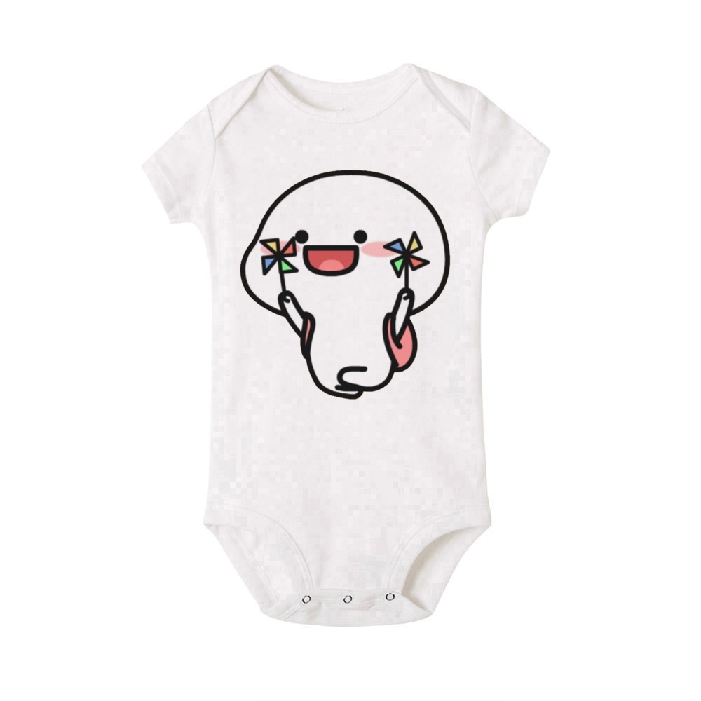 QUBY Theme Baby Cartoon Short Sleeves Baby Onesies QUBY Logo Baby Jumpsuit