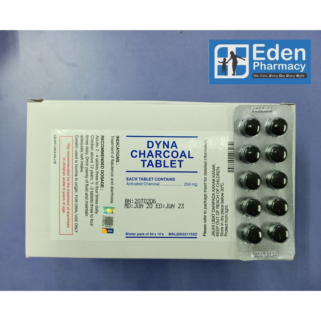 dyna charcoal 250mg tablet