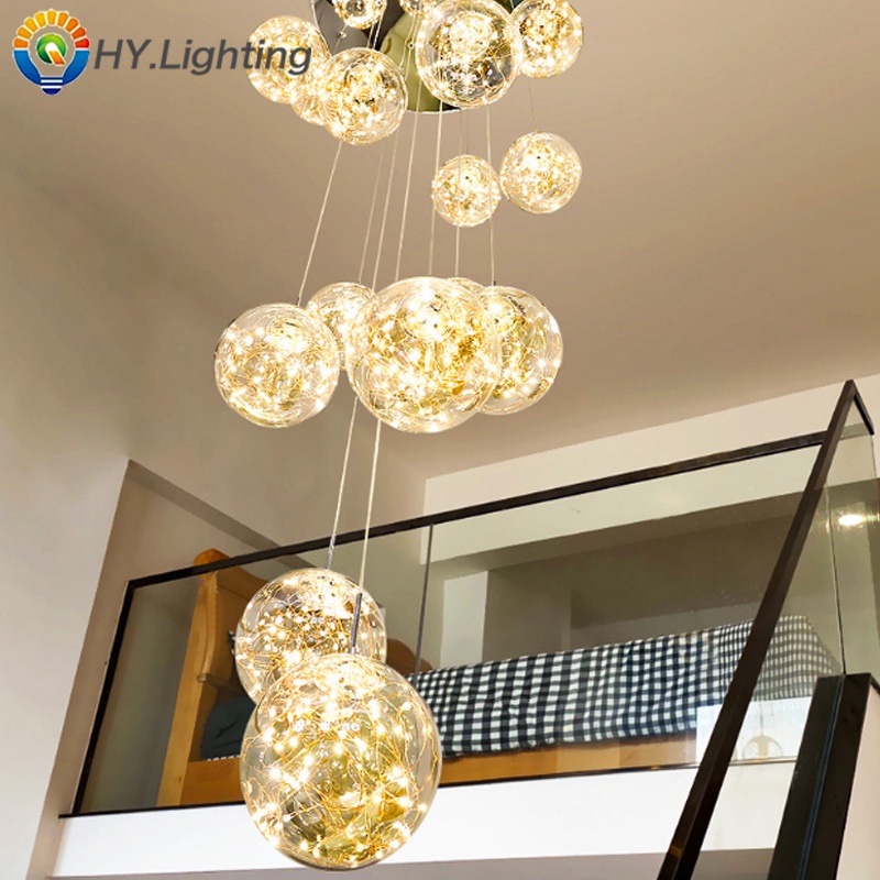 stair long chandelier LED living room high ceiling lamp bedroom decorative lamp restaurant light 21