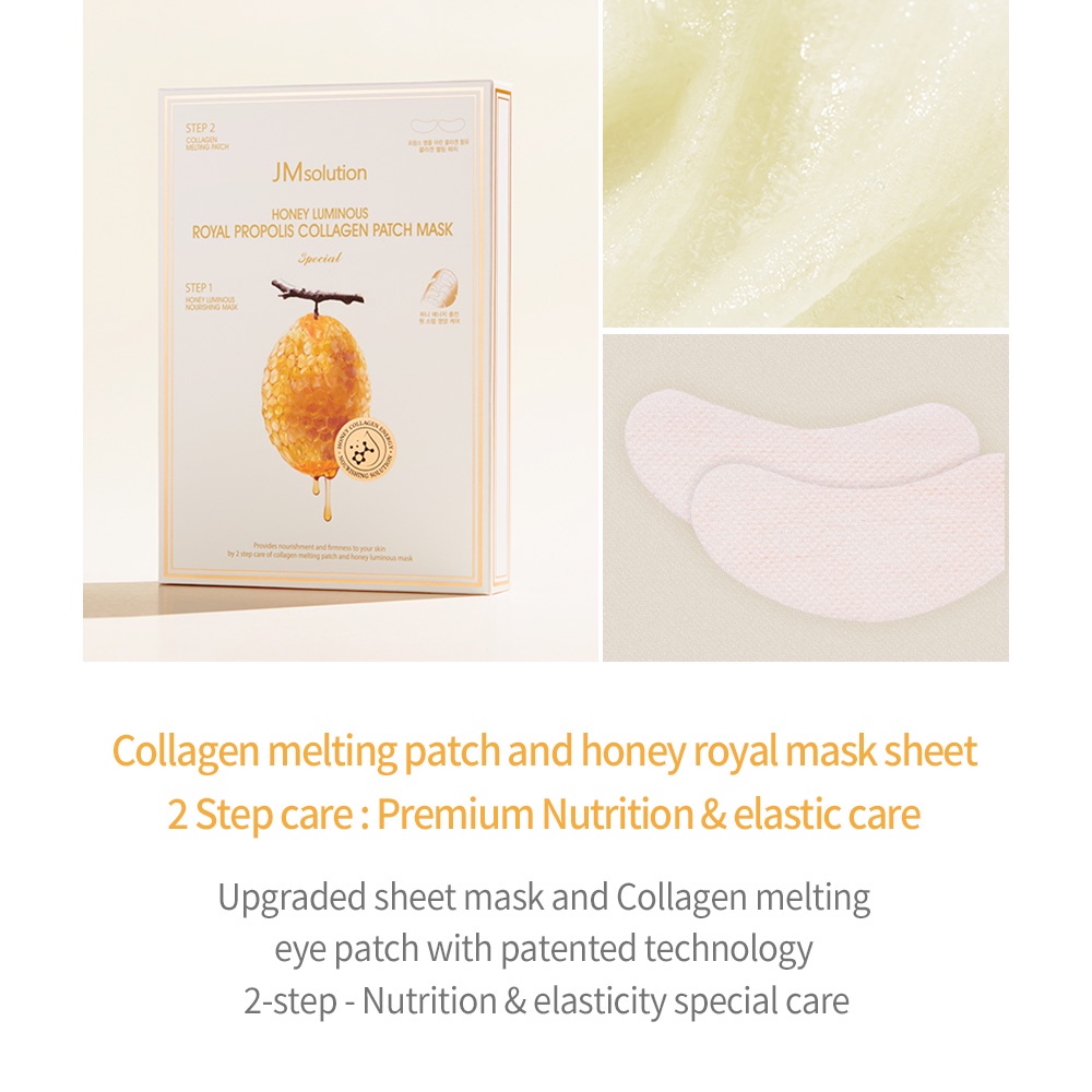 JMsolution] honey luminous royal propolis collagen patch mask special  (5sheets) | Shopee Singapore