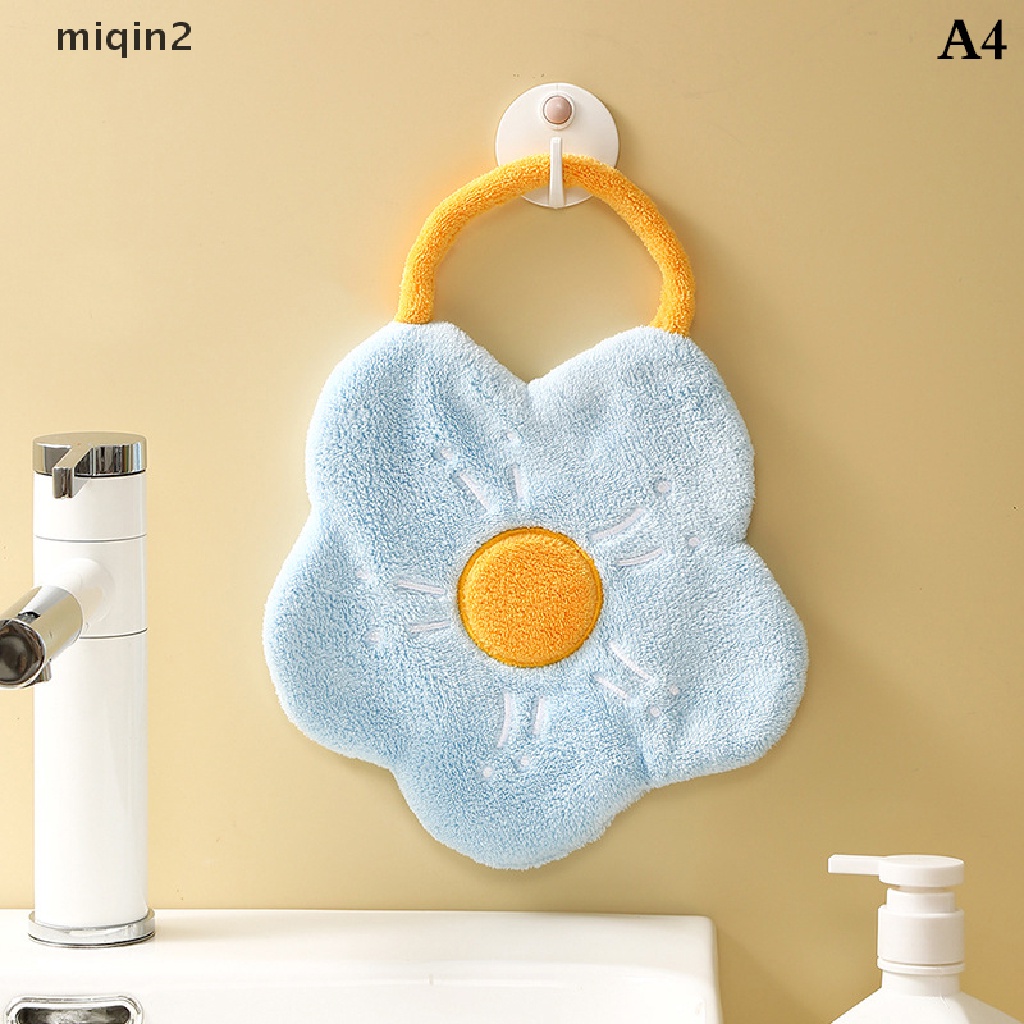 [miqin] Quick Dry Hand Towels Coral Fleece Wipe Handkerchief Kitchen Bathroom Absorbent Dishcloth Cleaning Cloth Creative Flower Shape [SG]