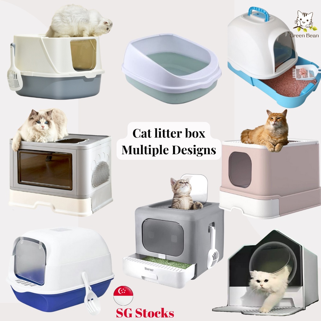 Cat Litter Box Pan Rimmed High Sides PP Plastic Kitty Litter Box with