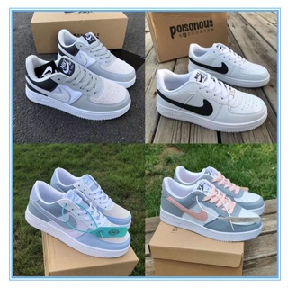 Hot selling！Ready stock  gray colors kasut perempuan men women air force 1 sneaker  casual board shoe af1 sport running shoes