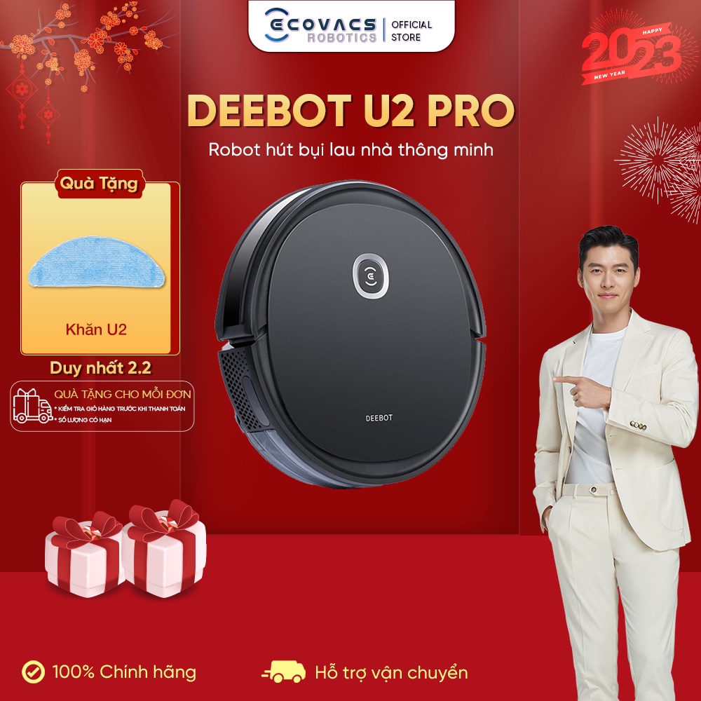Robot hút bụi lau nhà thông minh Ecovacs Deebot OZMO U2 Pro - Bản Quốc Tế (Chuẩn CE)