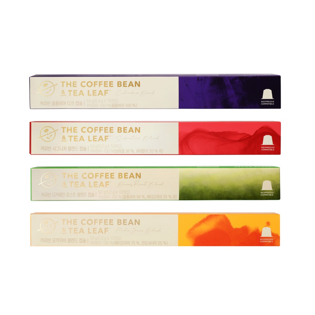 [The Coffee Bean & Tea Leaf] Nespresso Compatible Capsule Coffee / Columbia Dark, Singnature Blend, Decaffeinated Roast, Moca Java Blend