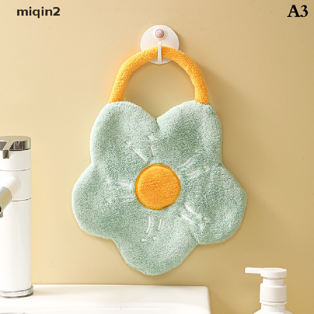 [miqin] Quick Dry Hand Towels Coral Fleece Wipe Handkerchief Kitchen Bathroom Absorbent Dishcloth Cleaning Cloth Creative Flower Shape [SG]