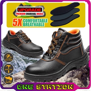 Safety Shoes Steel Toe Safety Boot High Cut Waterproof Kasut Kerja Lelaki Safety Shoe Boots Anti-slip Work Shoes 鐵鞋