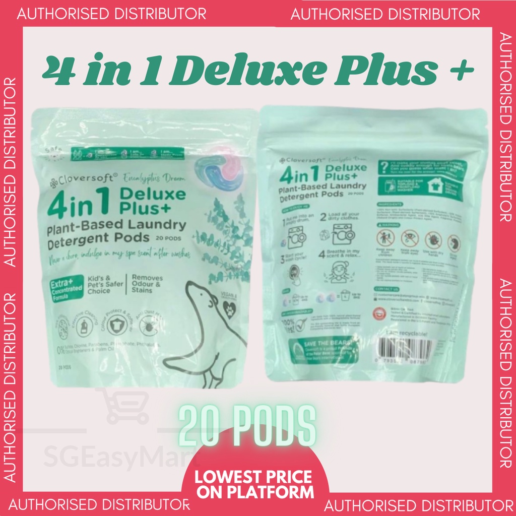 [SGEasyMart] Cloversoft 4 In 1 Plant Based Eucalyptus Laundry Pods
