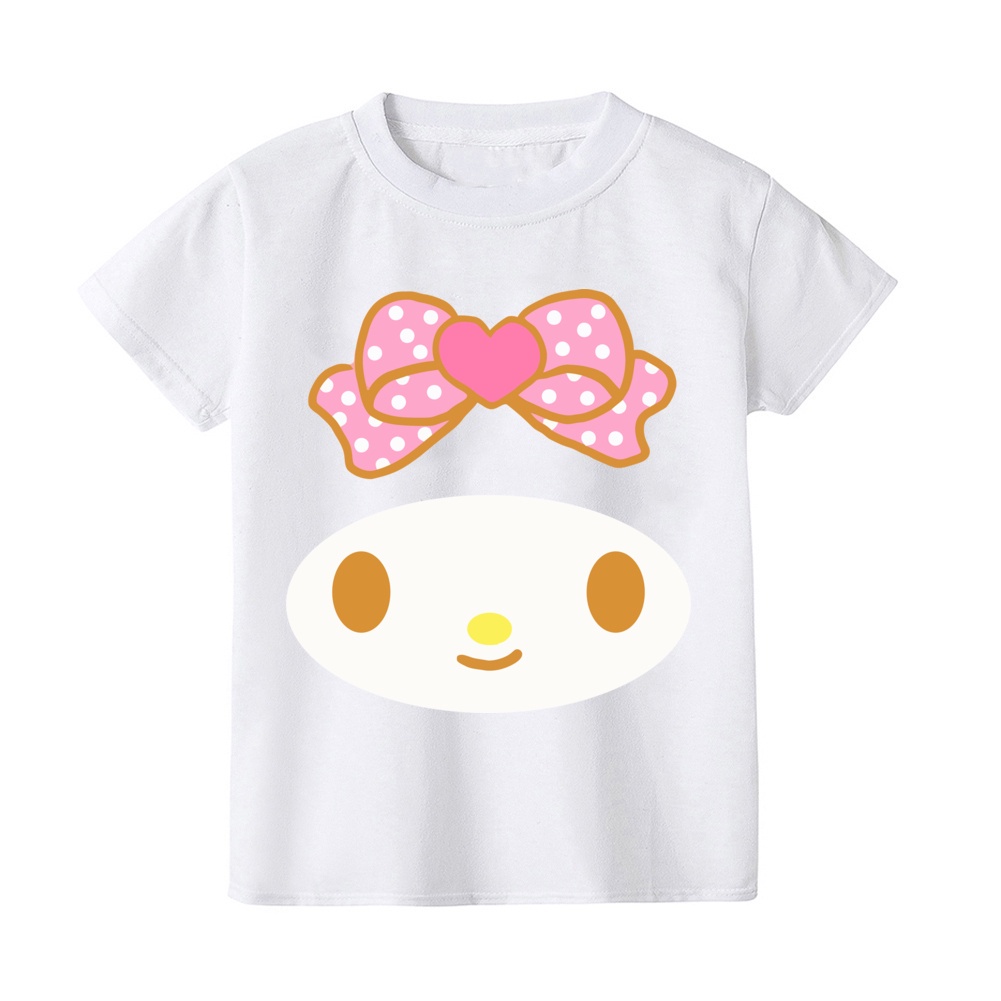 Cute Melody Head Portrait Girl Short Sleeve Tshirts Children Clothes Kids Baby Girls Costume Tops