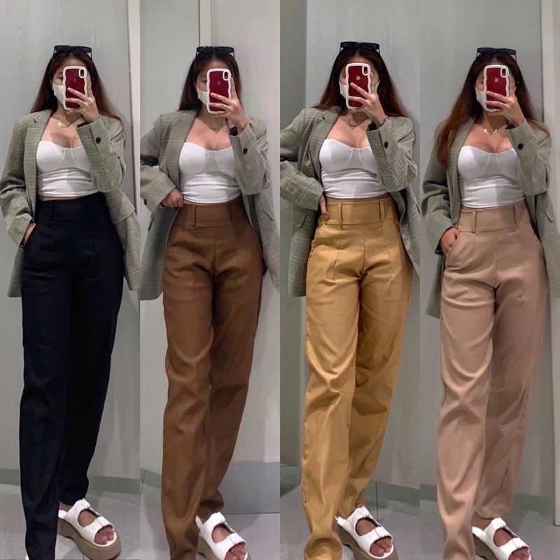 Women's High waist CEO Trouser Pants free size Belt Pants