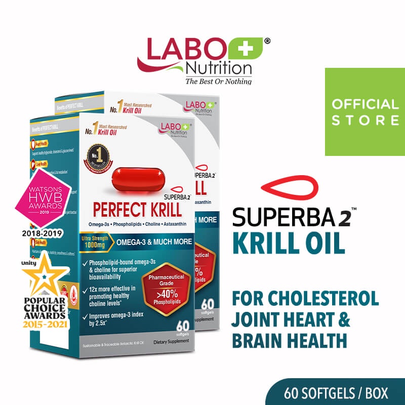 [2 Boxes]LABO Nutrition Perfect Krill 1000mg Antarctic Krill Oil Omega