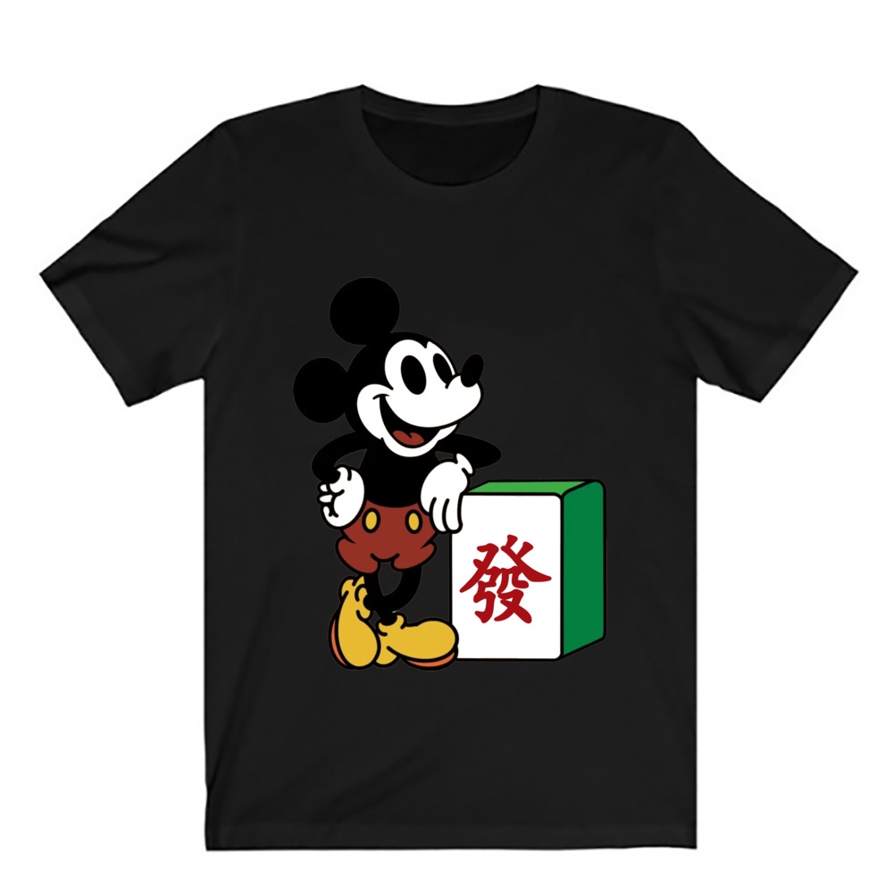 Image of QUBY Mickey 發財 Adult Black Red T Shirt CNY Cartoon Couple Tops New Year Party Man Women Clothes #7
