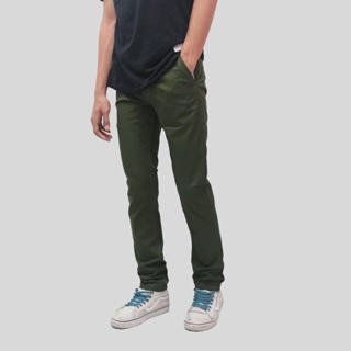 KATUN HIJAU PRIA Men's Long Chino Pants Army Green Premium Slim Fit Cotton Stretch Pencil Stretchy Distro Man Original
