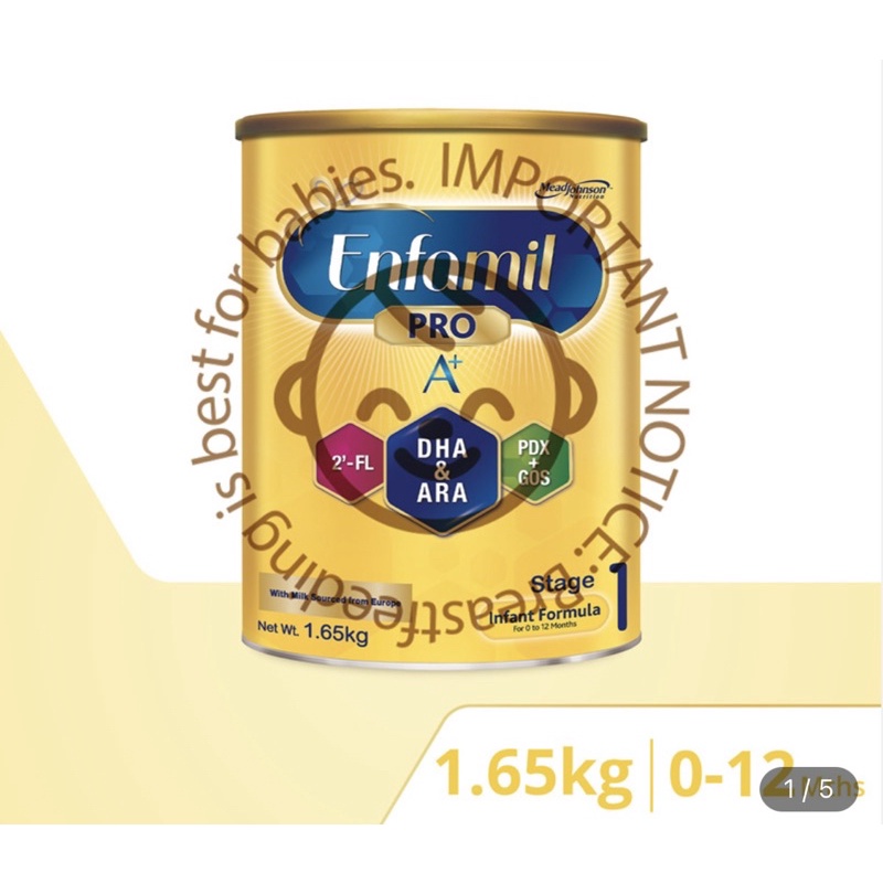 Enfamil Pro A+ Stage 1 Infant Formula Baby Milk Powder 360DHA+ (0-12M) 1.65kg