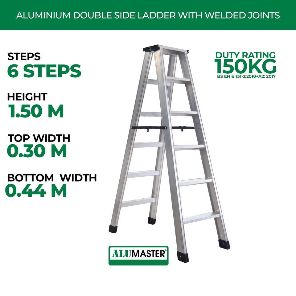 Alumaster Heavy Duty Aluminium Welded Ladder (6 Steps Double Side) AL
