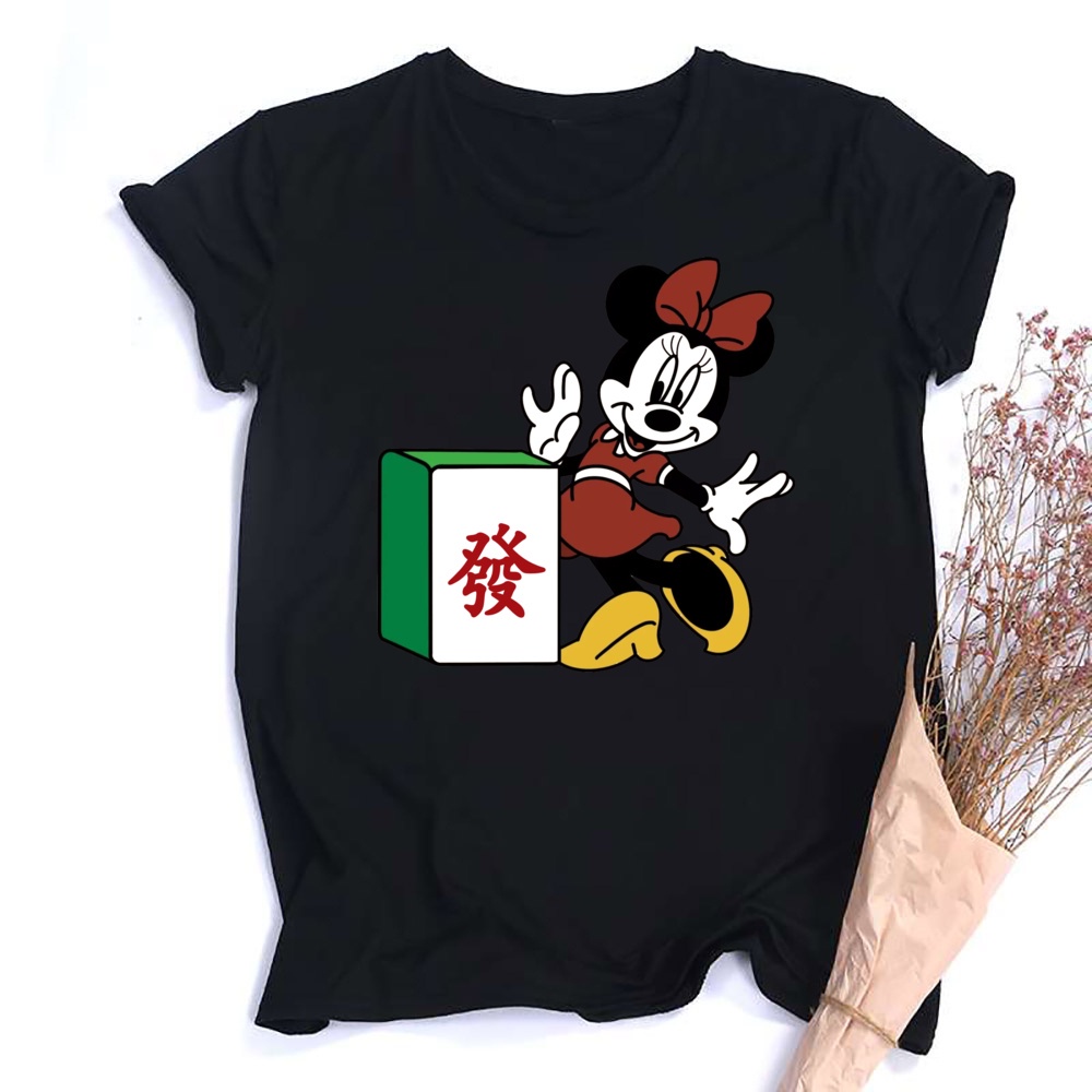QUBY Mickey 發財 Adult Black Red T Shirt CNY Cartoon Couple Tops New Year Party Man Women Clothes