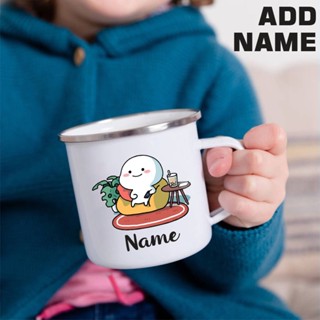 QUBY with name Custom Enamel Mug Cartoon Coffee Mug Water Cup QUBY Enamel Mugs Add Name